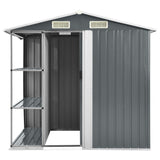 Garden Shed with Rack Grey 205x130x183 cm Iron - Top-Down View