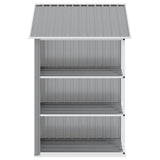 Garden Shed with Rack Grey 205x130x183 cm Iron - 45-Degree Angle