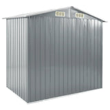Garden Shed with Rack Grey 205x130x183 cm Iron - Rear View
