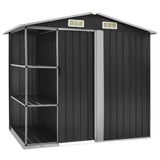 Garden Shed with Rack Anthracite 205x130x183 cm Iron - Front View