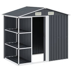 Garden Shed with Rack Anthracite 205x130x183 cm Iron
