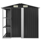 Garden Shed with Rack Anthracite 205x130x183 cm Iron - Side View