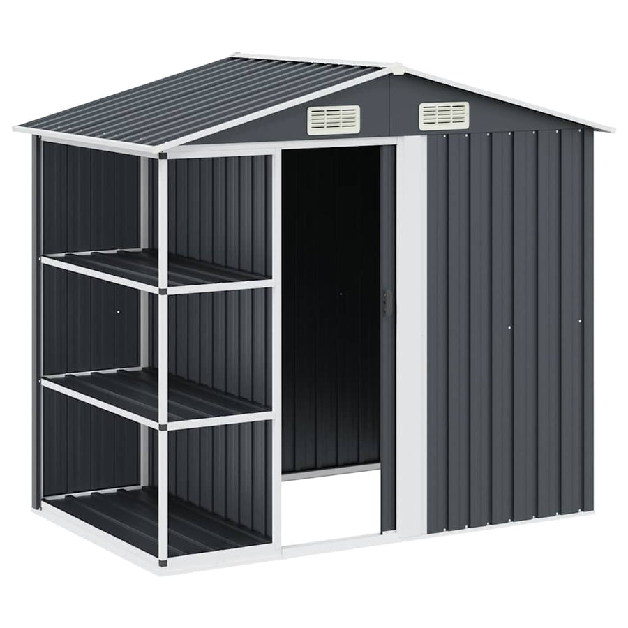 Garden Shed with Rack Anthracite 205x130x183 cm Iron