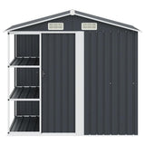 Garden Shed with Rack Anthracite 205x130x183 cm Iron - Top-Down View