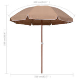Garden Parasol with Steel Pole 240 cm Taupe - 45-Degree Angle