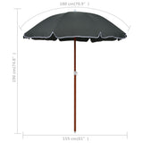 Garden Parasol with Steel Pole 180 cm Anthracite - 45-Degree Angle