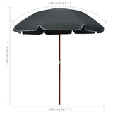 Garden Parasol with Steel Pole 240 cm Anthracite - 45-Degree Angle