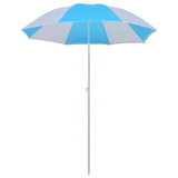 Beach Umbrella Shelter Blue and White 180 cm Fabric - Side View