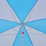 Beach Umbrella Shelter Blue and White 180 cm Fabric - Top-Down View