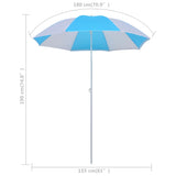 Beach Umbrella Shelter Blue and White 180 cm Fabric - Rear View