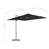 Cantilever Garden Parasol with Steel Pole Black 250x250 cm - Extra Image