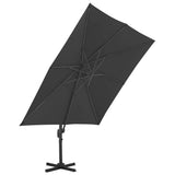 Cantilever Garden Parasol with Aluminium Pole 3x3 m Black - Side View