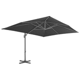 Cantilever Garden Parasol with Aluminium Pole 4x3 m Black - Front View