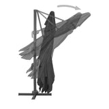 Cantilever Garden Parasol with Aluminium Pole 4x3 m Black - Top-Down View