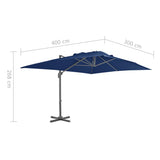 Cantilever Garden Parasol with Aluminium Pole 4x3 m Azure Blue - Low Angle