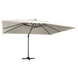 Cantilever Garden Parasol with LED Lights and Aluminium Pole 400x300 cm Sand