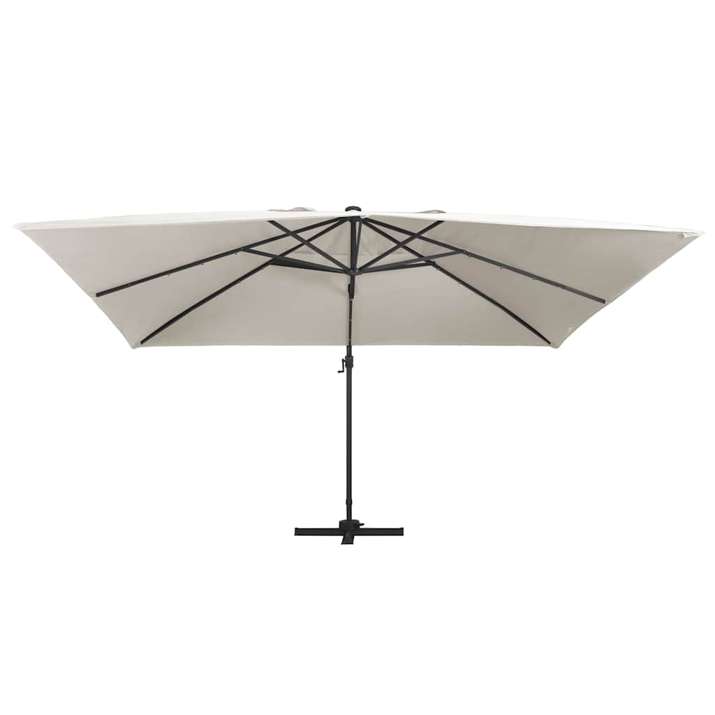 Cantilever Garden Parasol with LED Lights and Aluminium Pole 400x300 cm Sand