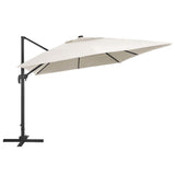 Cantilever Garden Parasol with LED Lights and Aluminium Pole 400x300 cm Sand - Side View