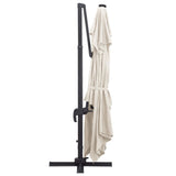 Cantilever Garden Parasol with LED Lights and Aluminium Pole 400x300 cm Sand - 45-Degree Angle