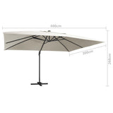 Cantilever Garden Parasol with LED Lights and Aluminium Pole 400x300 cm Sand - Extra Image