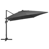 Cantilever Garden Parasol with LED Lights and Aluminium Pole 400x300 cm Anthracite - Side View