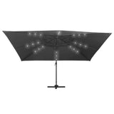 Cantilever Garden Parasol with LED Lights and Aluminium Pole 400x300 cm Anthracite - Top-Down View
