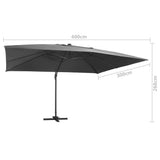 Cantilever Garden Parasol with LED Lights and Aluminium Pole 400x300 cm Anthracite - Extra Image