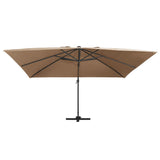 Cantilever Garden Parasol with LED Lights and Aluminium Pole 400x300 cm Taupe - Front View