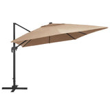 Cantilever Garden Parasol with LED Lights and Aluminium Pole 400x300 cm Taupe - Side View