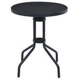 Garden Table Black 60 cm Steel and Glass - Front View