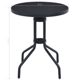 Garden Table Black 60 cm Steel and Glass - Top-Down View