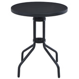 Garden Table Black 80 cm Steel and Glass - Front View