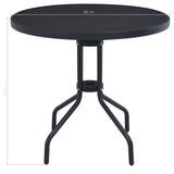 Garden Table Black 80 cm Steel and Glass - Top-Down View