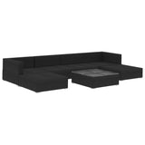 7 Piece Garden Lounge Set with Cushions Poly Rattan Black - Side View