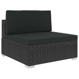 7 Piece Garden Lounge Set with Cushions Poly Rattan Black - Rear View