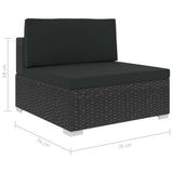 7 Piece Garden Lounge Set with Cushions Poly Rattan Black - Extra Image