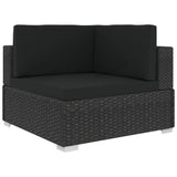 6 Piece Garden Lounge Set with Cushions Poly Rattan Black - Side View