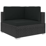 8 Piece Garden Lounge Set with Cushions Poly Rattan Black - Side View
