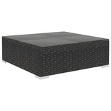 8 Piece Garden Lounge Set with Cushions Poly Rattan Black - Rear View
