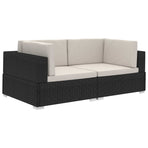 Sectional Corner Chairs 2 pcs with Cushions Poly Rattan Black