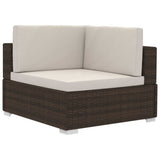 Sectional Corner Chairs 2 pcs with Cushions Poly Rattan Brown - Top-Down View