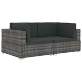Sectional Corner Chairs 2 pcs with Cushions Poly Rattan Grey - Front View