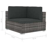 Sectional Corner Chairs 2 pcs with Cushions Poly Rattan Grey - 45-Degree Angle