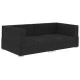 Sectional Corner Chairs 2 pcs with Cushions Poly Rattan Black