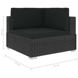 Sectional Corner Chairs 2 pcs with Cushions Poly Rattan Black - 45-Degree Angle