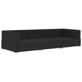 3 Piece Garden Sofa Set with Cushions Poly Rattan Black - Side View