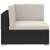 3 Piece Garden Sofa Set with Cushions Poly Rattan Black - 45-Degree Angle