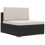 3 Piece Garden Sofa Set with Cushions Poly Rattan Black - Close-Up Angle