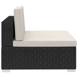 3 Piece Garden Sofa Set with Cushions Poly Rattan Black - Low Angle