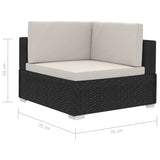 3 Piece Garden Sofa Set with Cushions Poly Rattan Black - Extra Image